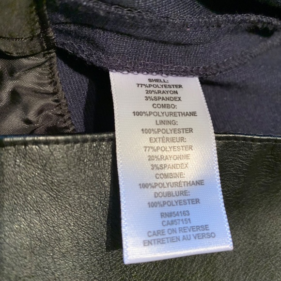 Calvin Klein Faux Leather Trim Fit&Flare Dress Blue/Black Size 12 - Picture 3 of 11